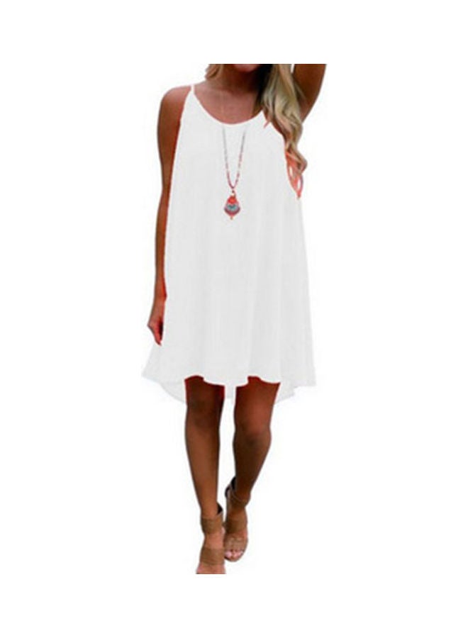 Sexy Women's Summer Casual Sleeveless Strap Backless Beach Dress for Evening Party White  - Image 1