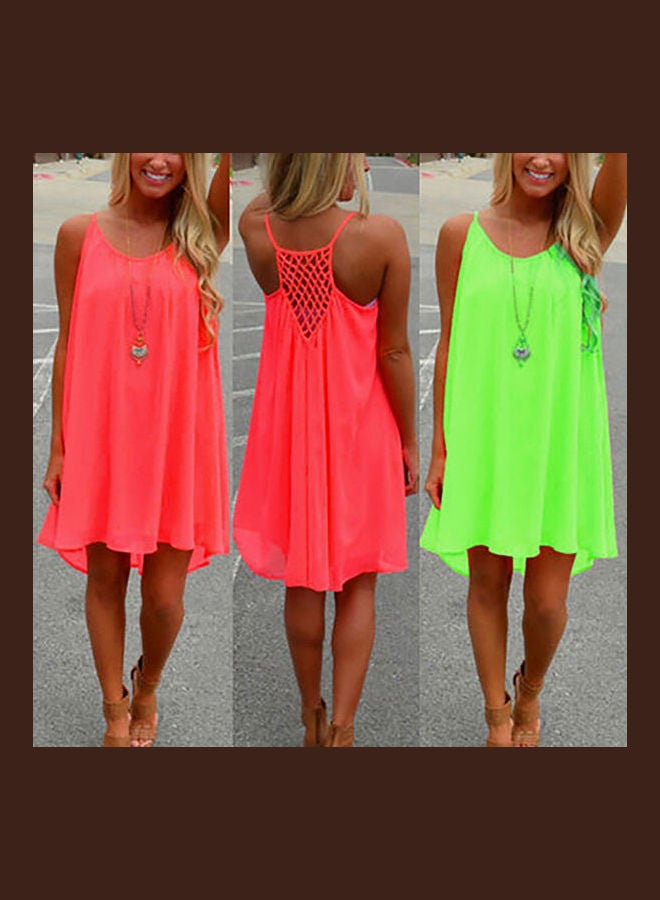 Sexy Women's Summer Casual Sleeveless Strap Backless Beach Dress for Evening Party Red