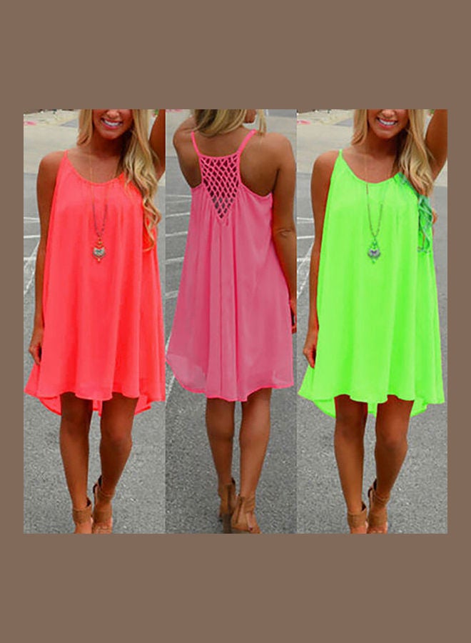 Sexy Women's Summer Casual Sleeveless Strap Backless Beach Dress for Evening Party Red