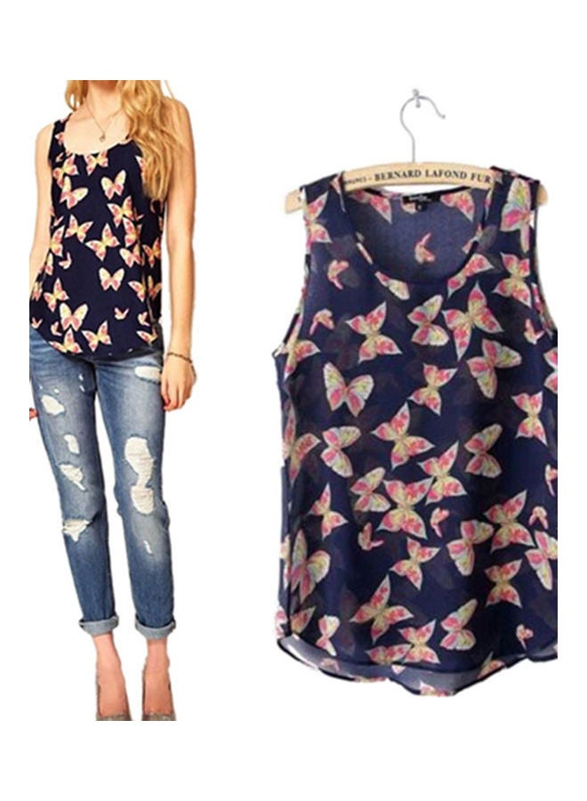 Generic - Butterfly Print Sleeveless Casual Tank Top Multicolour - Image 1
