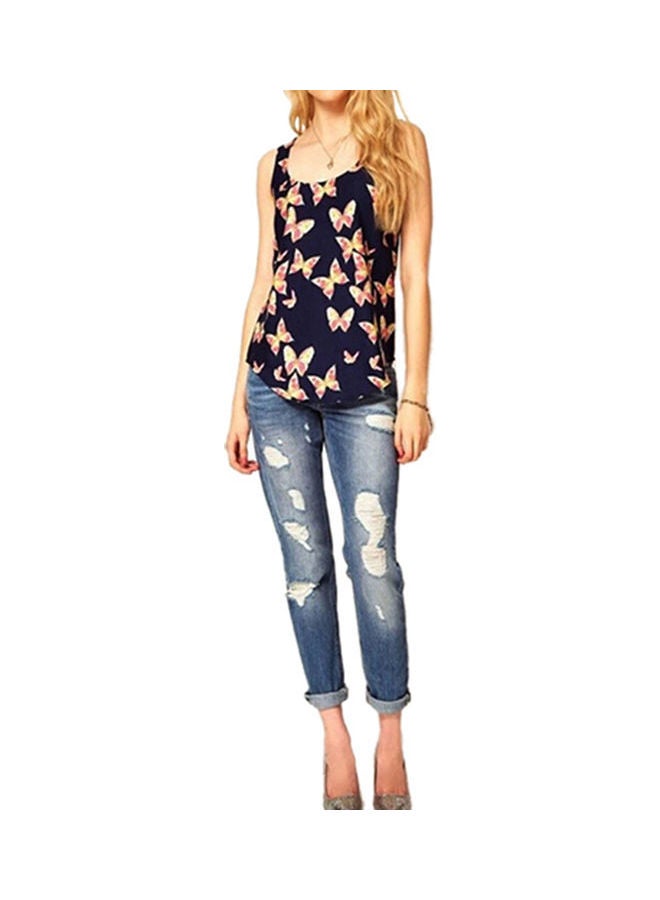 Generic - Butterfly Print Sleeveless Casual Tank Top Multicolour - Image 1