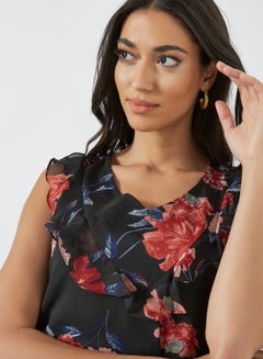 OFFROAD Floral Print Short Sleeve Dress AOP Black  - Image 4