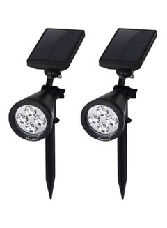 بيوينتي مجموعة مصابيح إضاءة LED للأماكن الخارجية تعمل بالطاقة الشمسية  مكونة من قطعتين أسود  - Image 1