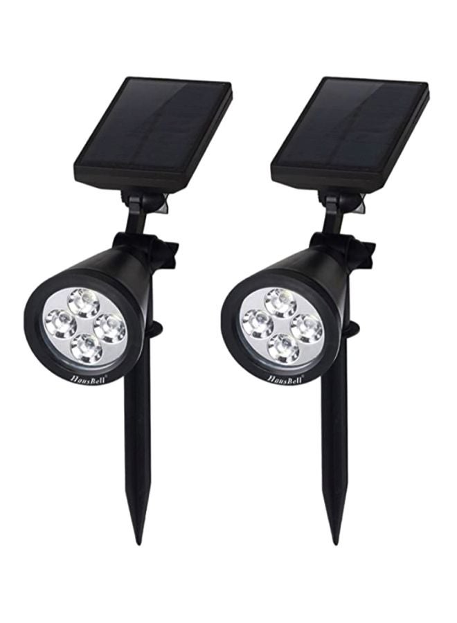 بيوينتي مجموعة مصابيح إضاءة LED للأماكن الخارجية تعمل بالطاقة الشمسية  مكونة من قطعتين أسود  - Image 1