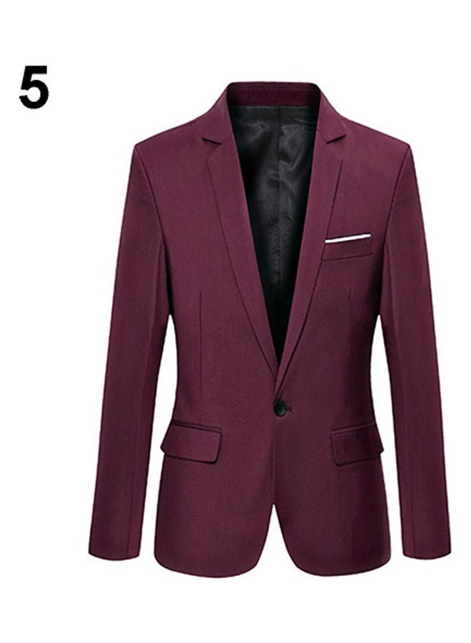 Generic - Slim Formal Business Suit Wine Red - Image 1