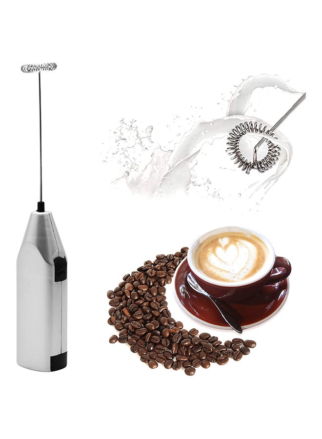 Amal - Milk Frother - Stainless Steel - Portable - Battery Powered - Whisk For Milk Foam And Coffee - Milk Frother - Milk Foam - Coffee Tools - Kitchen Tool - Silver/ Black Silver/ black 21 x 4.5 x 2.6cm - Image 1