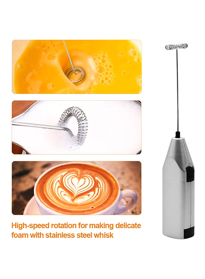 Amal - Milk Frother - Stainless Steel - Portable - Battery Powered - Whisk For Milk Foam And Coffee - Milk Frother - Milk Foam - Coffee Tools - Kitchen Tool - Silver/ Black Silver/ black 21 x 4.5 x 2.6cm - Image 1