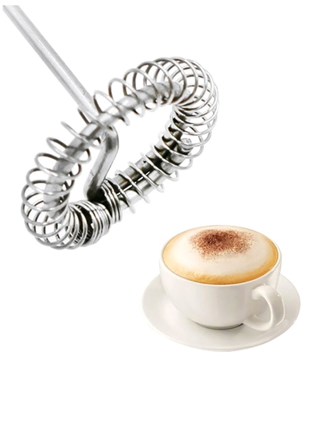 Amal - Milk Frother - Stainless Steel - Portable - Battery Powered - Whisk For Milk Foam And Coffee - Milk Frother - Milk Foam - Coffee Tools - Kitchen Tool - Silver/ Black Silver/ black 21 x 4.5 x 2.6cm - Image 1