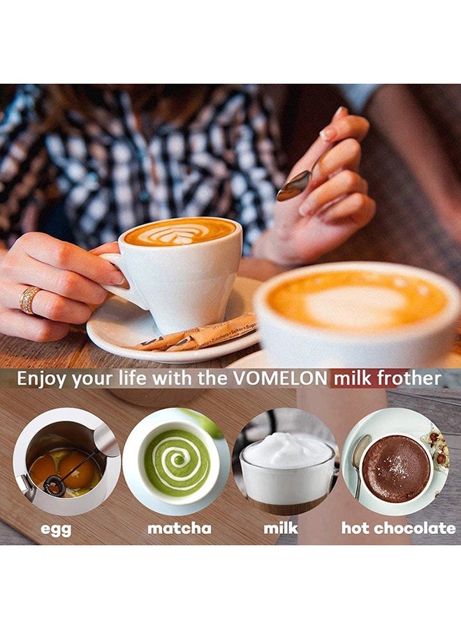 Amal - Milk Frother - Stainless Steel - Portable - Battery Powered - Whisk For Milk Foam And Coffee - Milk Frother - Milk Foam - Coffee Tools - Kitchen Tool - Silver/ Black Silver/ black 21 x 4.5 x 2.6cm - Image 1