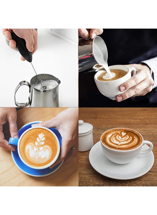 Amal - Milk Frother - Stainless Steel - Portable - Battery Powered - Whisk For Milk Foam And Coffee - Milk Frother - Milk Foam - Coffee Tools - Kitchen Tool - Silver/ Black Silver/ black 21 x 4.5 x 2.6cm - Image 1