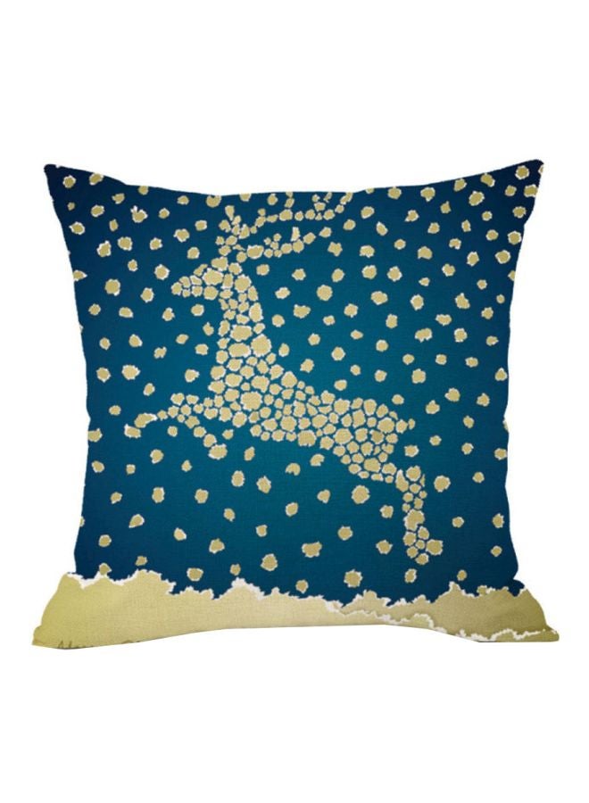 Printed Elk Cushion Cover Blue/Beige 45x45cm