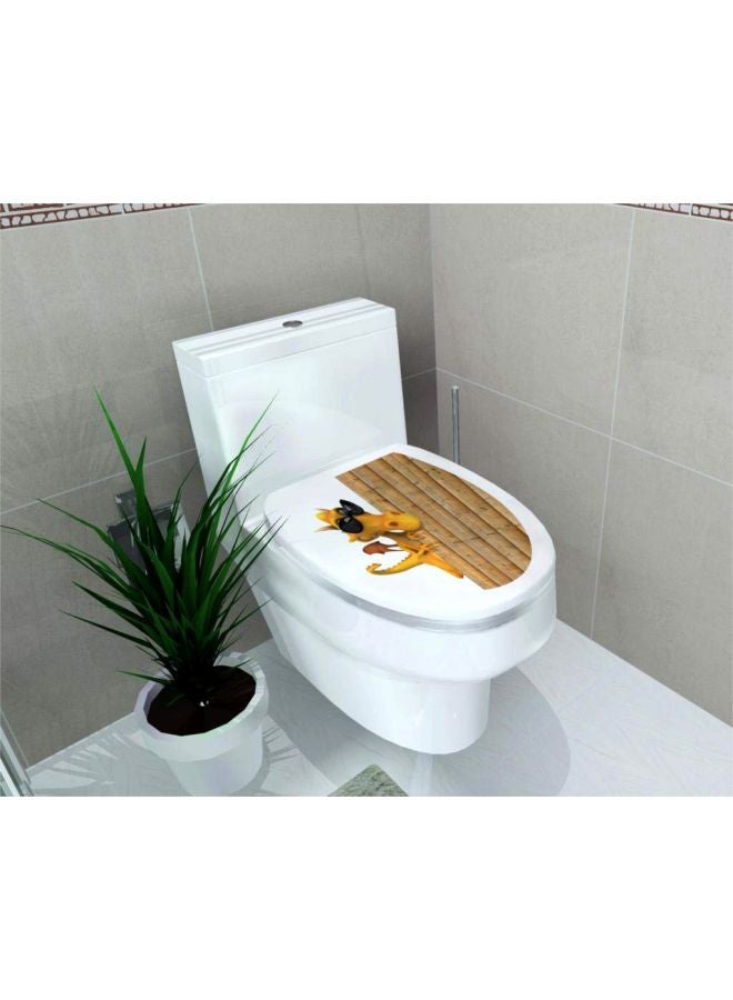 CYTHERIA Stereo Toilet Decoration Sticker Brown/Yellow/Black 32x39centimeter 