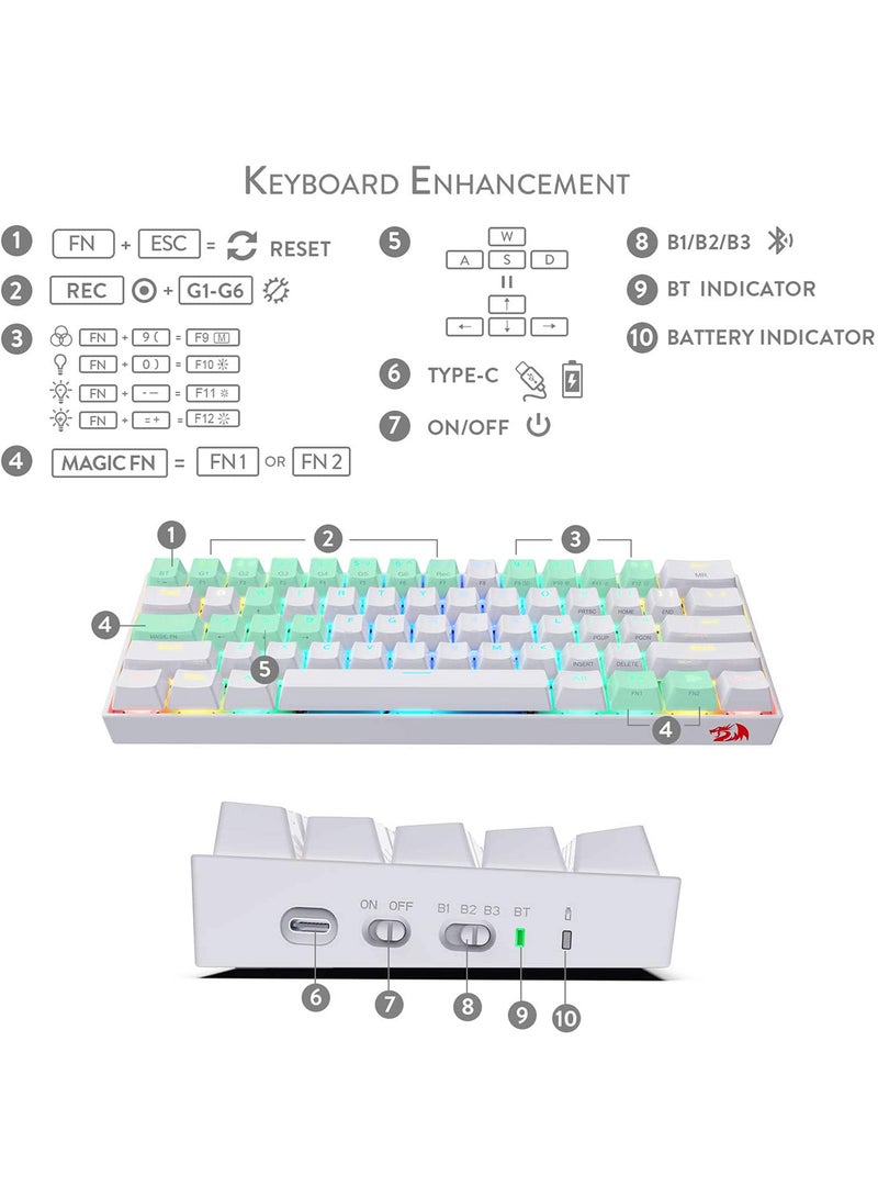 REDRAGON - K530 Draconic 60% Compact RGB Wireless Gaming Keyboard - Image 1