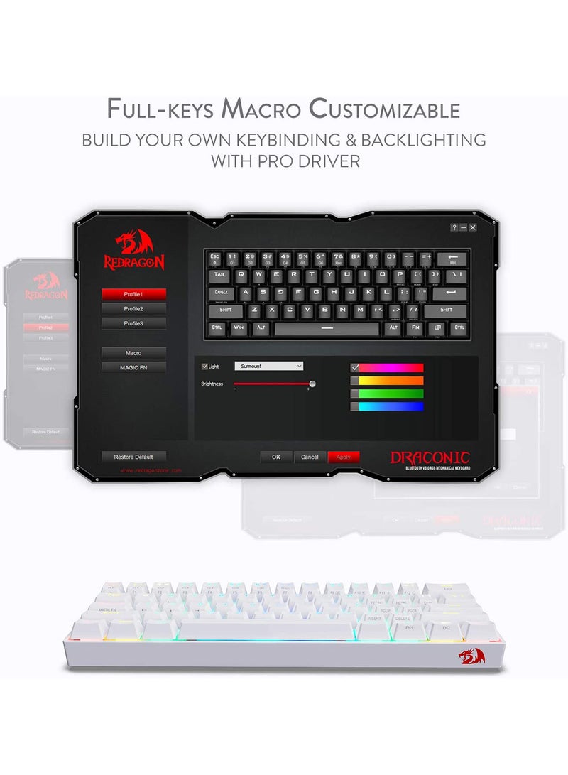 REDRAGON - K530 Draconic 60% Compact RGB Wireless Gaming Keyboard - Image 1