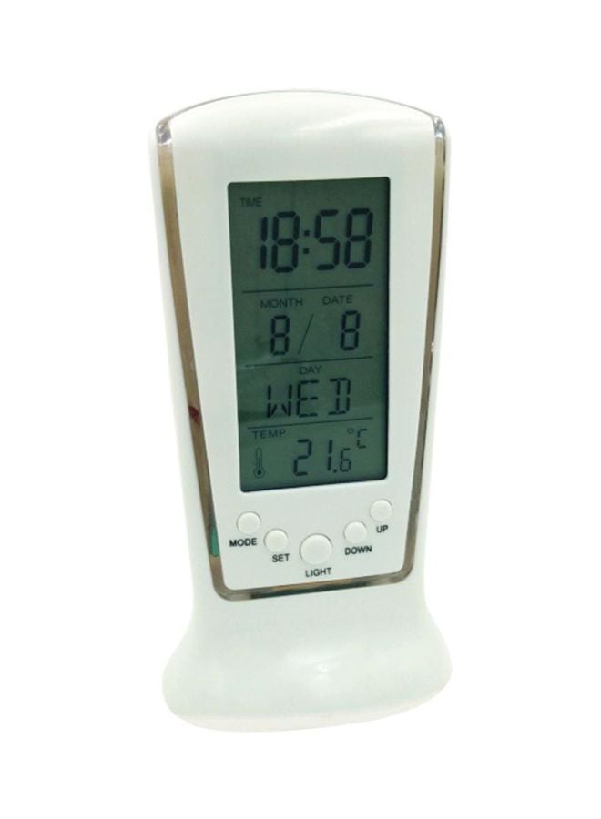 Voberry LED Digital Alarm Clock White/Silver 12.5x6.5x5cm - Image 1