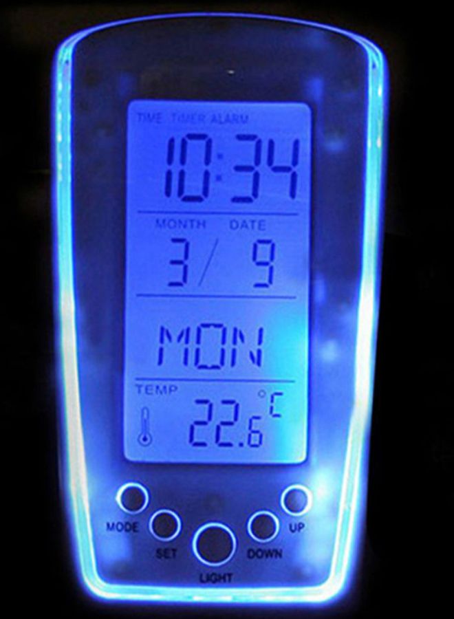 Voberry LED Digital Alarm Clock White/Silver 12.5x6.5x5cm - Image 3