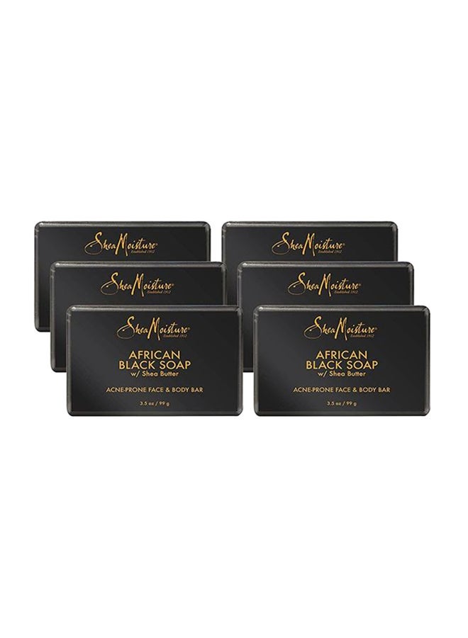 شيامويستر مجموعة من 6 قطع صابون بزبدة الشيا للجسم والبشرة المعرضة لحب الشباب أسود - Image 1