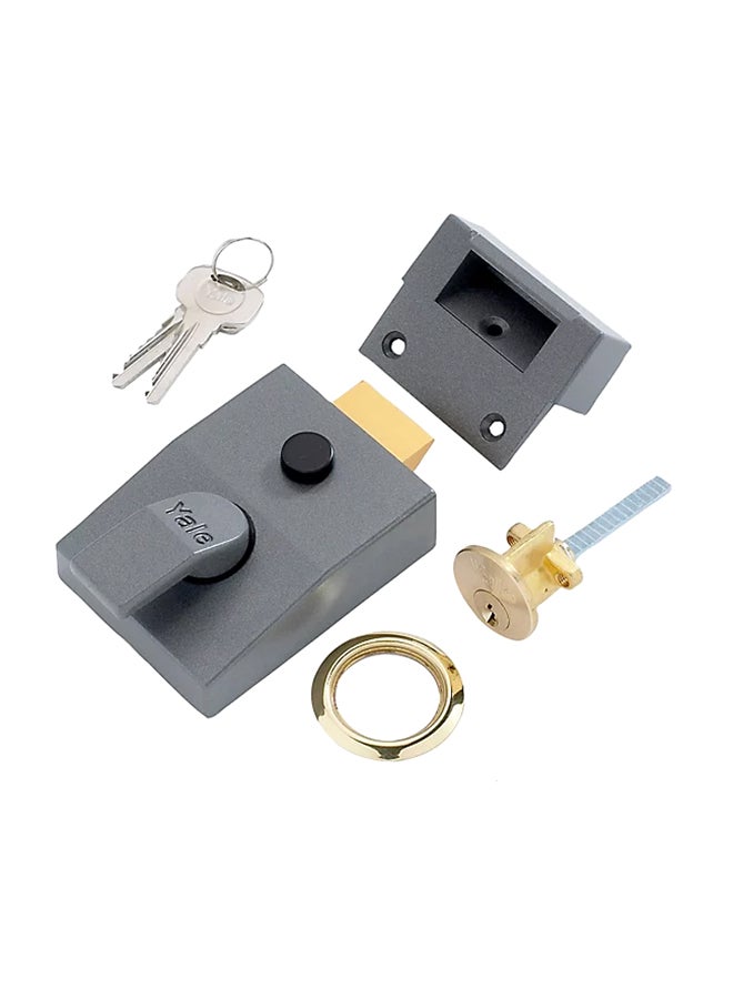 Yale Night Latch Dead Lock With Key Gold/Grey/Silver 60mm  - Image 1