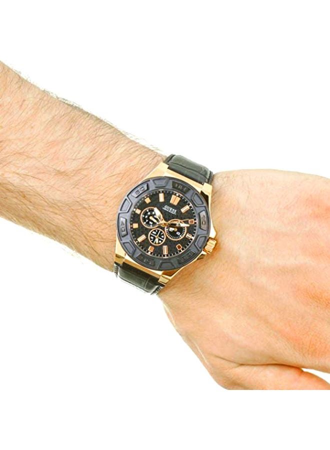 جس ساعة يد بعقارب وسوار من الجلد طراز W0674G6 للرجال - Image 4