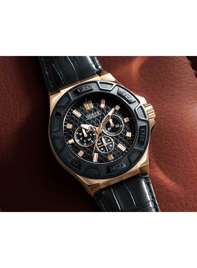 جس ساعة يد بعقارب وسوار من الجلد طراز W0674G6 للرجال - Image 5