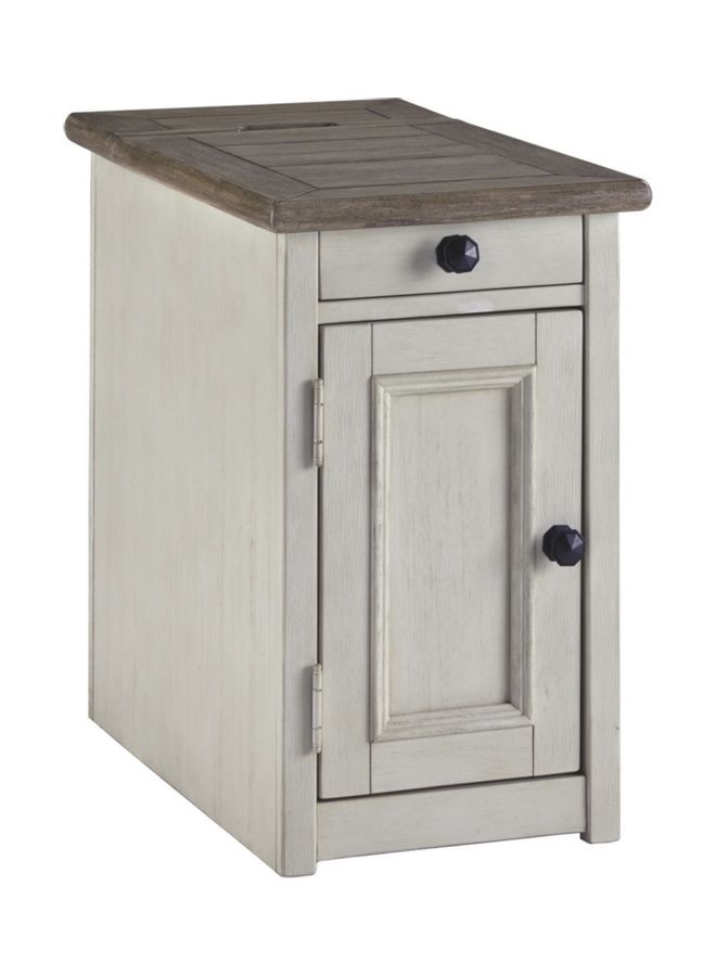 Ashley Bolanburg Chairside End Table with USB Ports & Outlets White;Brown/Beige 14''W x 24''D x 23''Hinch  - Image 1
