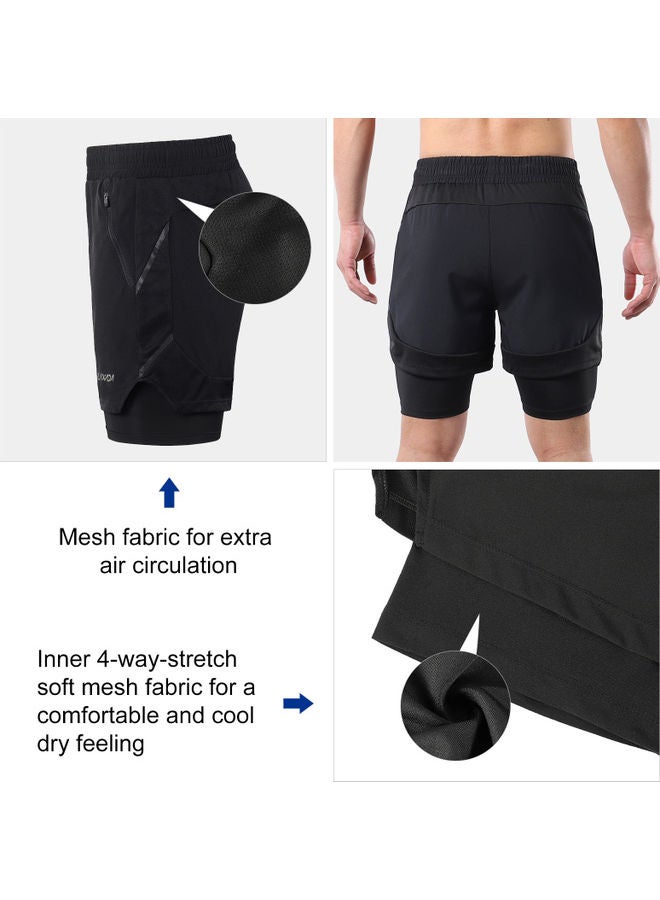 LIXADA - Men 2 in 1 Quick Drying Breathable Jogging Shorts M - Image 1