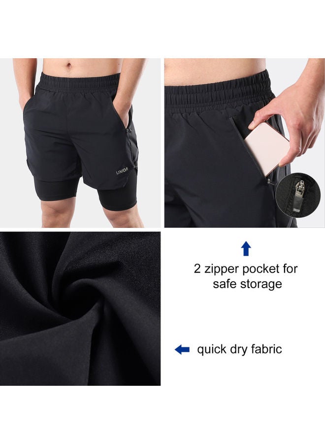 LIXADA - Men 2 in 1 Quick Drying Breathable Jogging Shorts M - Image 1