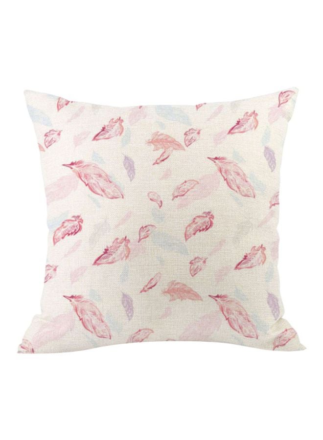 غطاء وسادة ديكور بطبعة زهور ونباتات بيج/وردي/أزرق 45x45سم