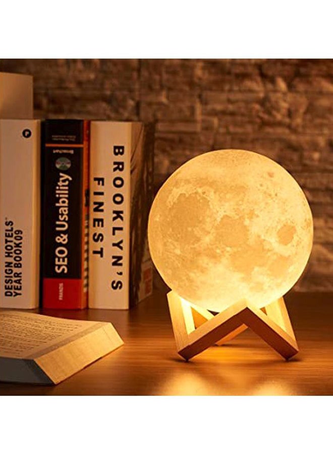 بيوينتي مصباح ليلي على شكل قمر ثلاثي الأبعاد قابل لإعادة الشحن يضيء بـ7 ألوان أبيض/بني 9x13سم - Image 3