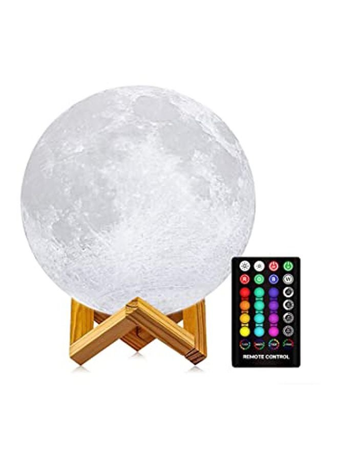 بيوينتي مصباح ليلي على شكل قمر ثلاثي الأبعاد قابل لإعادة الشحن يضيء بـ7 ألوان أبيض/بني 9x13سم - Image 5