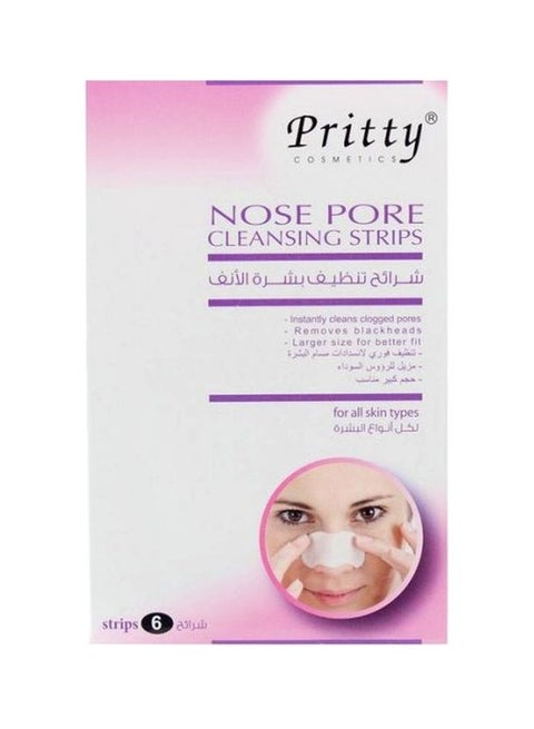 6-Piece Nose Pore Cleansing Strips White 7x2x13cm