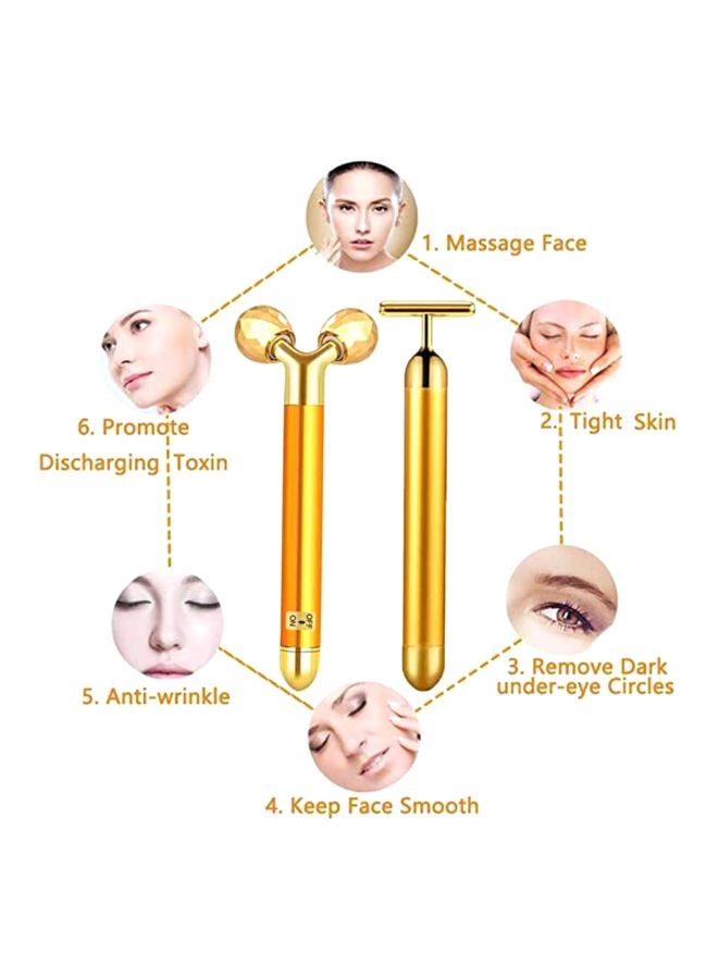 بيوينتي بكرة تدليك كهربائية بحجر اليشم ذهبي 15.6سم - Image 2