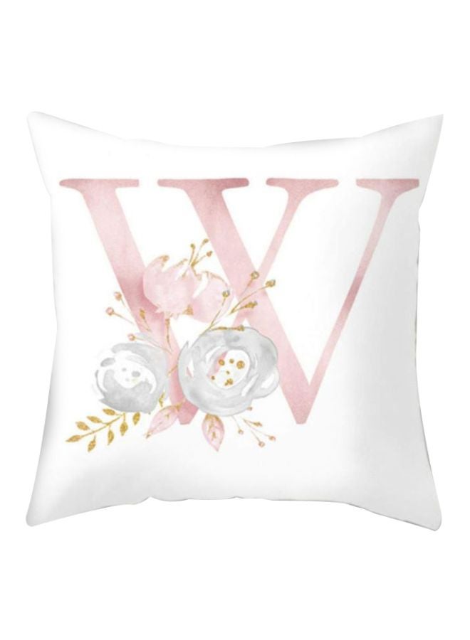 English Letter Printed Cushion Cover White/Pink/Grey 45x45cm