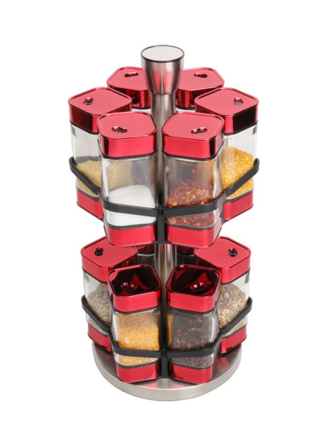 ALMUFARREJ 12-Piece Spice Sprinkle Bottle Set Red/Clear 35 x 25 x 25cm