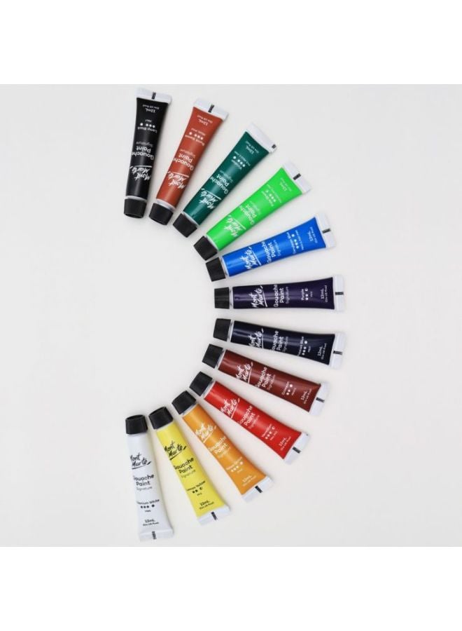 Mont Marte - 12-Piece Gouache Paints Set 12x12ml Green/Red/Yellow - Image 1