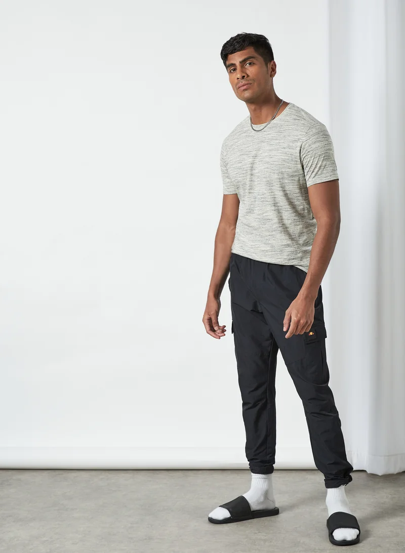 BRAVE SOUL Basic Slub T-Shirt Ecru/Black