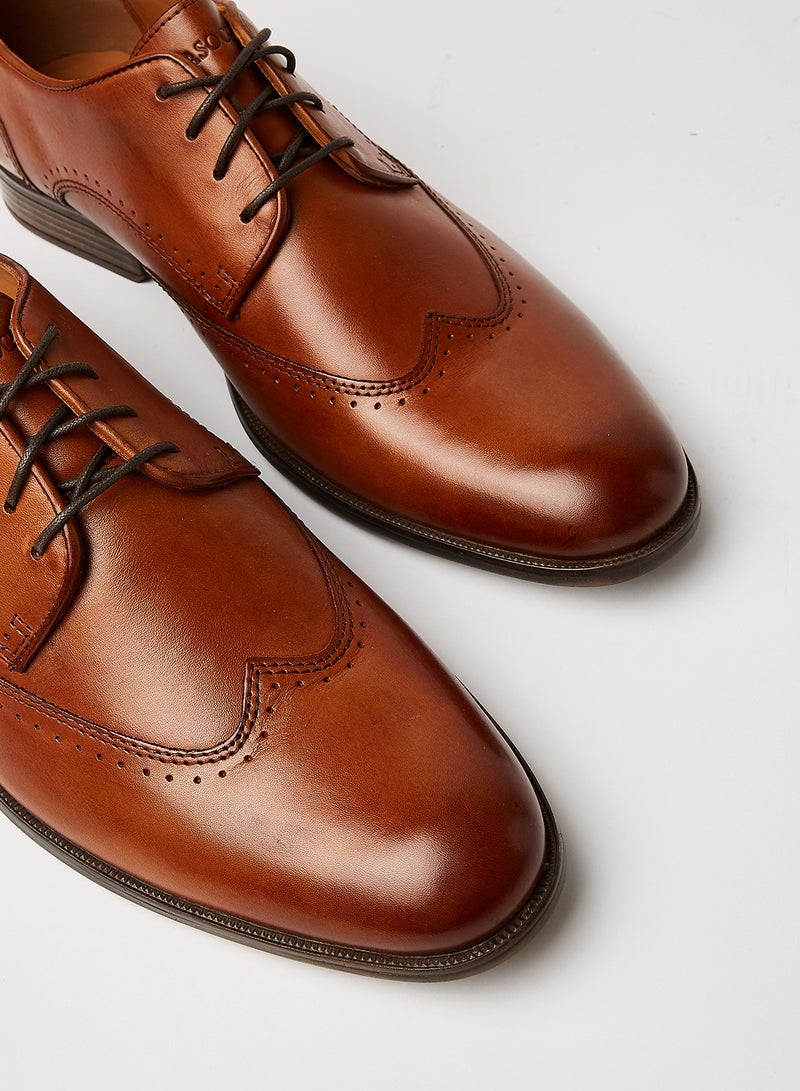 Lasocki - Men's Formal Leather Brogue Shoes Brown - Image 1