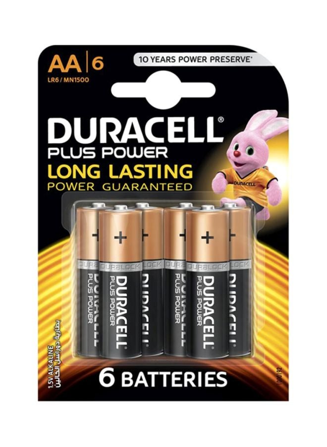 دوراسيل عبوة من 6 بطارية منزلية بلاس باور AA اسود/ذهبي وردي