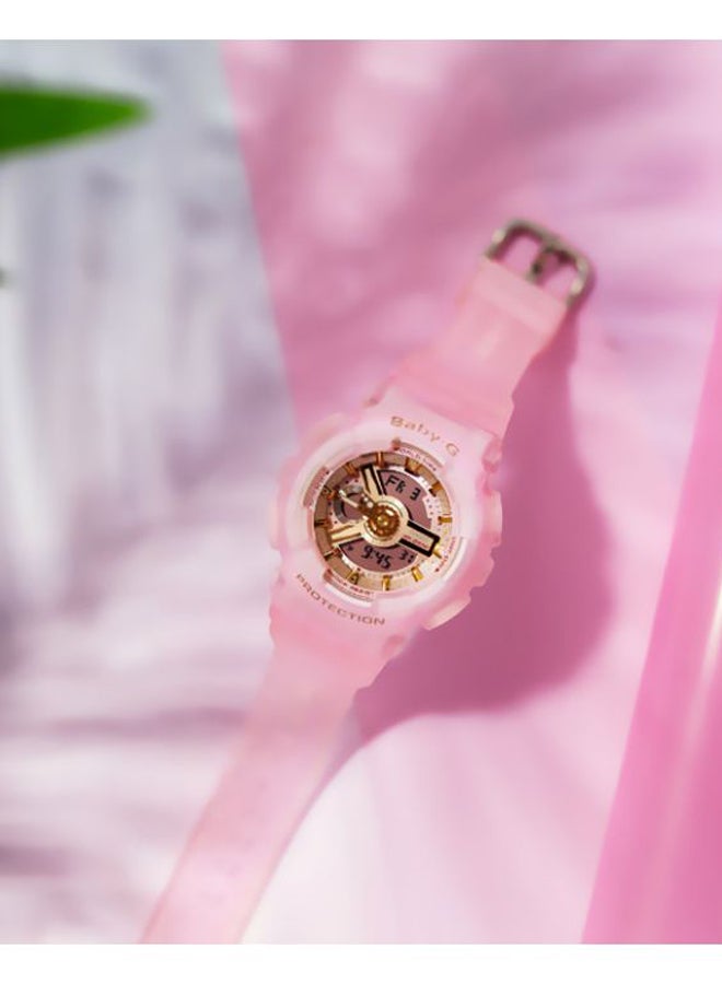 جي شوك ساعة يد بعقارب ورقمية من مجموعة جي - شوك بسوار من الراتنج طراز BA-110SC-4ADR للنساء - Image 4