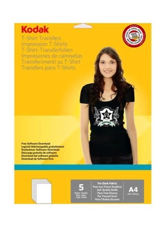 Kodak 5 Sheets Dark T-shirt Transfers A4  - Image 1