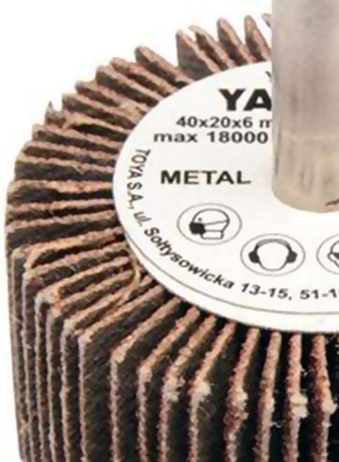 Yato Flap Wheel With Shaft 40x20x6mm Grit:40 Brown Color YT-83351 Brown/Silver  - Image 2