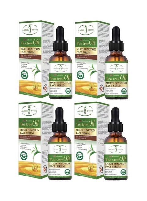 4-Piece Tea Tree Oil Multi Function Face Serum Multicolour 30ml