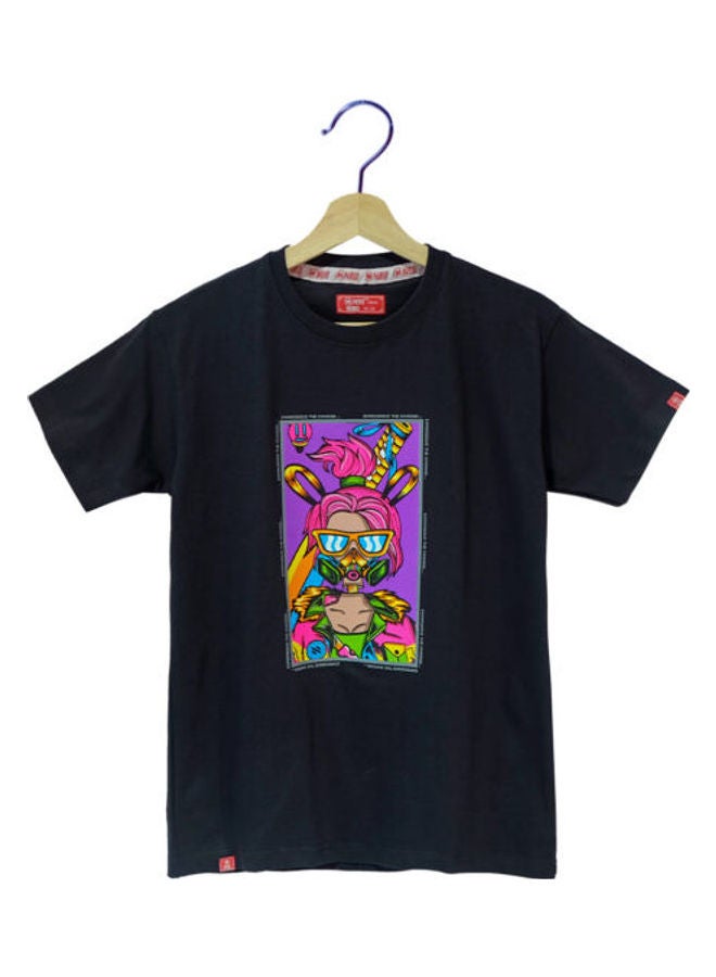 نيلو تيشيرت بطبعة عبارة Cyberpunk" للمراهقين" أسود - Image 1