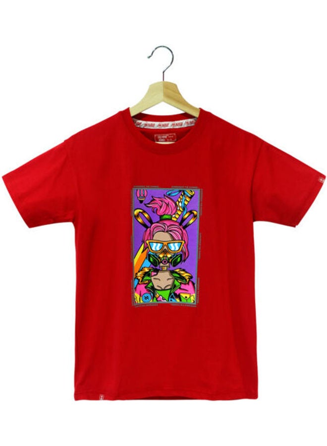 نيلو تيشيرت بطبعة عبارة Cyberpunk" للمراهقين" أحمر - Image 1