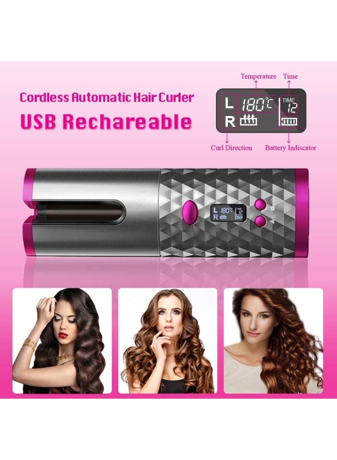 XiuWoo Wireless Automatic Curling Iron Grey/Pink - Image 5