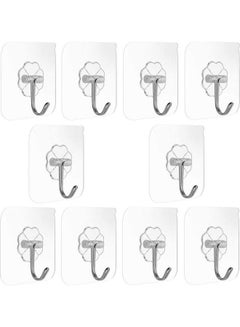 Generic 10-Piece Heavy Duty Self-Adhesive Hooks Clear/Silver 6x6cm  - Image 1