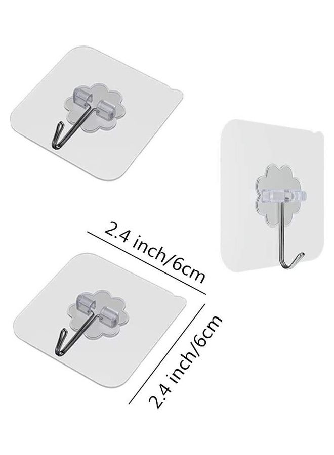 20-Piece Heavy Duty Self-Adhesive Hooks Clear/Silver 6x6cm  - Image 2