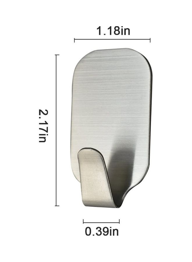 8-Piece Self-Adhesive Wall Hooks Silver 3x5.5cm  - Image 2