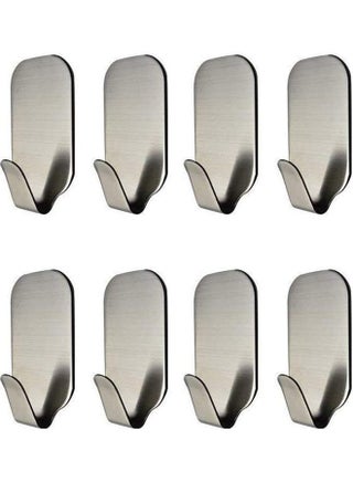 8-Piece Self-Adhesive Wall Hooks Silver 3x5.5cm - v1622528655/N47879602A_1