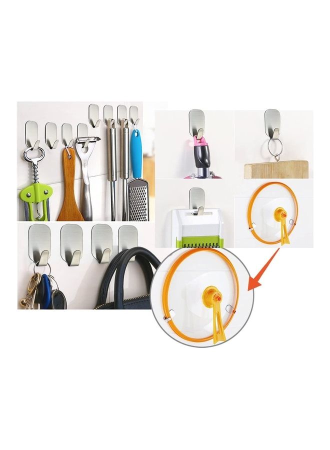8-Piece Self-Adhesive Wall Hooks Silver 3x5.5cm  - Image 4